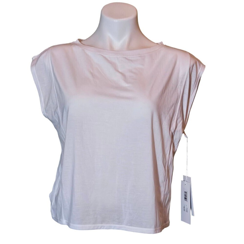 Calme Effect Keyhole Back Tee Top White Size Small NWT